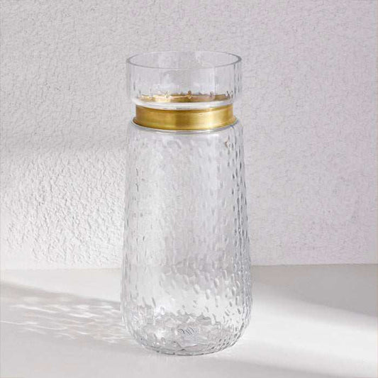 GOLD  CONCAVE GLASS  VASE XLElevate your home decor with the Gold Concave Glass Vase XL, a stunning blend of elegance and modern design. Crafted from high-quality textured glass with a unique cHome Decor