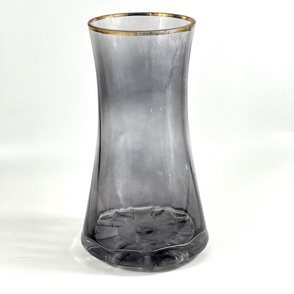 CURVED GOLD GLASS GREY  VASE 23.5X13 B