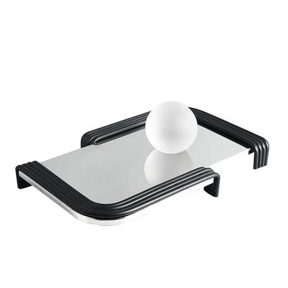 AIM TRY tray with polished surface and black curved edges for home decor.
