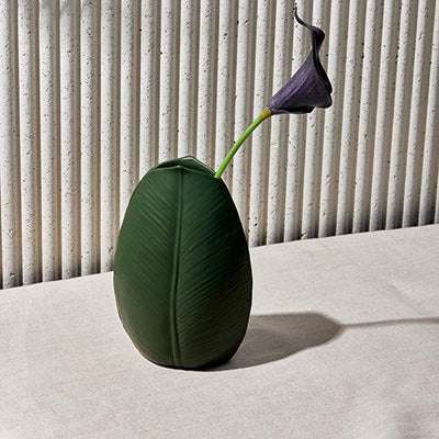 Botany Ceramic Decorative Object with leaf-inspired texture and smooth finish.