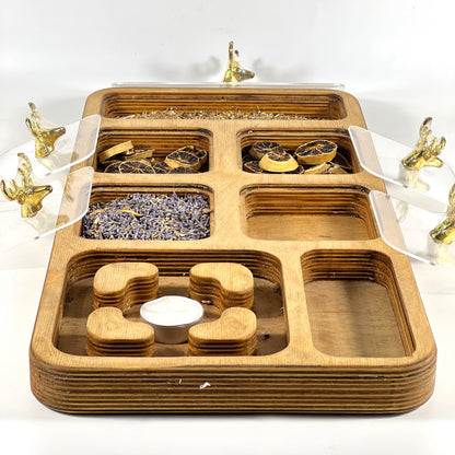 WARMER WOODEN SET/ 6 COMPARMENTS