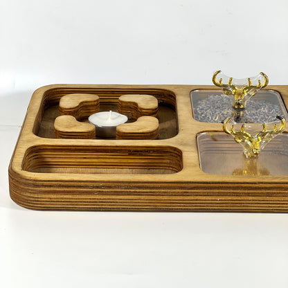 WARMER WOODEN SET/ 6 COMPARMENTS