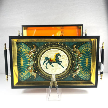 TRAY BLUE HORSE 40*24CM