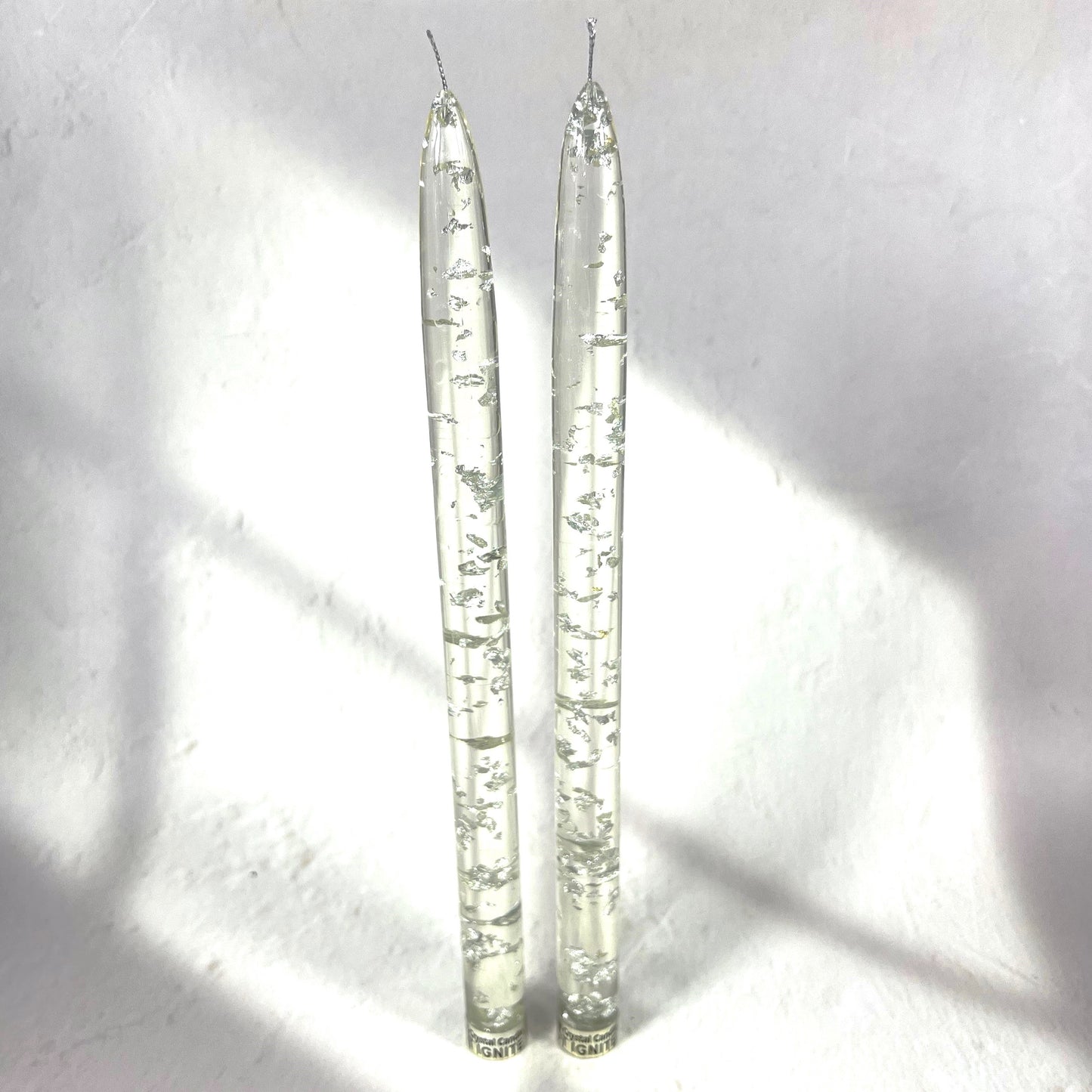 RESIN SILVER CANDLE 28 CM SET OF 2