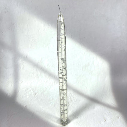 RESIN SILVER CANDLE 28 CM SET OF 2