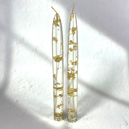 RESIN GOLD CANDLE 20 CM SET OF 2