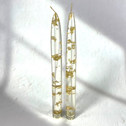 RESIN GOLD CANDLE 20 CM SET OF 2