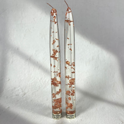RESIN ROSE GOLD CANDLE 20 CM SET OF 2