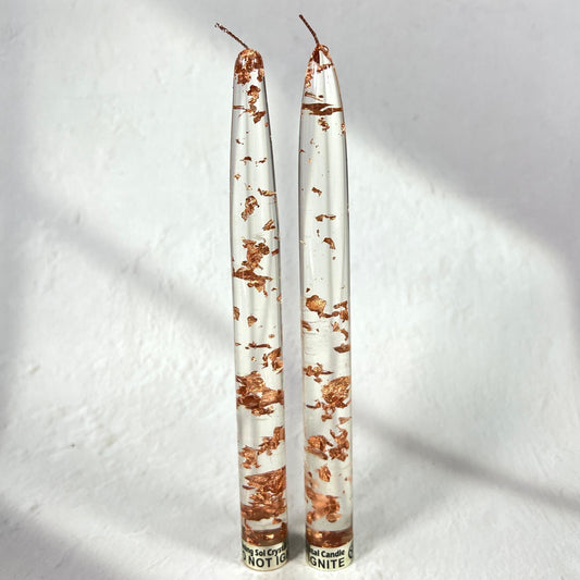 RESIN ROSE GOLD CANDLE 20 CM SET OF 2