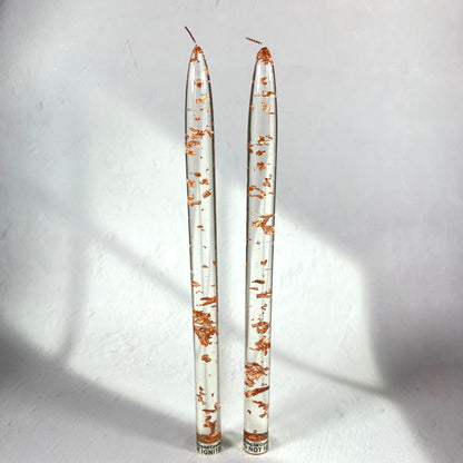 RESIN ROSE GOLD CANDLE 28 CM SET OF 2