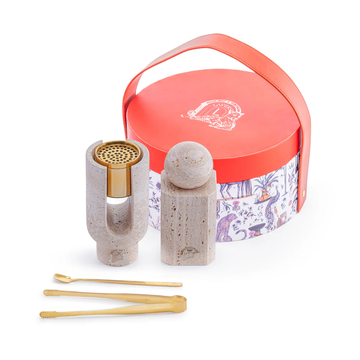 OFRA BEIGE TRAVERTINE MINI HOLDER AND OUD STORAGE