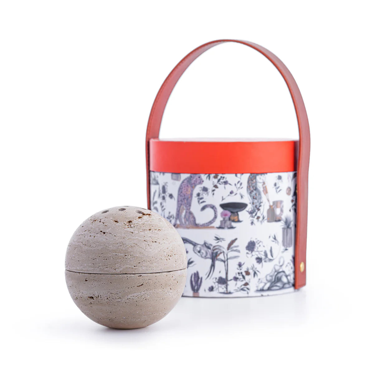 SPHERE BEIGE TRAVERTINE INSCENCE BURNER