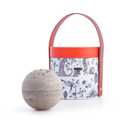 SPHERE BEIGE TRAVERTINE INSCENCE BURNER