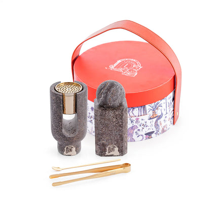 OFRA DARK GREY TRAVERTINE INCENSE BURNER AND OUD STOARGE MINI