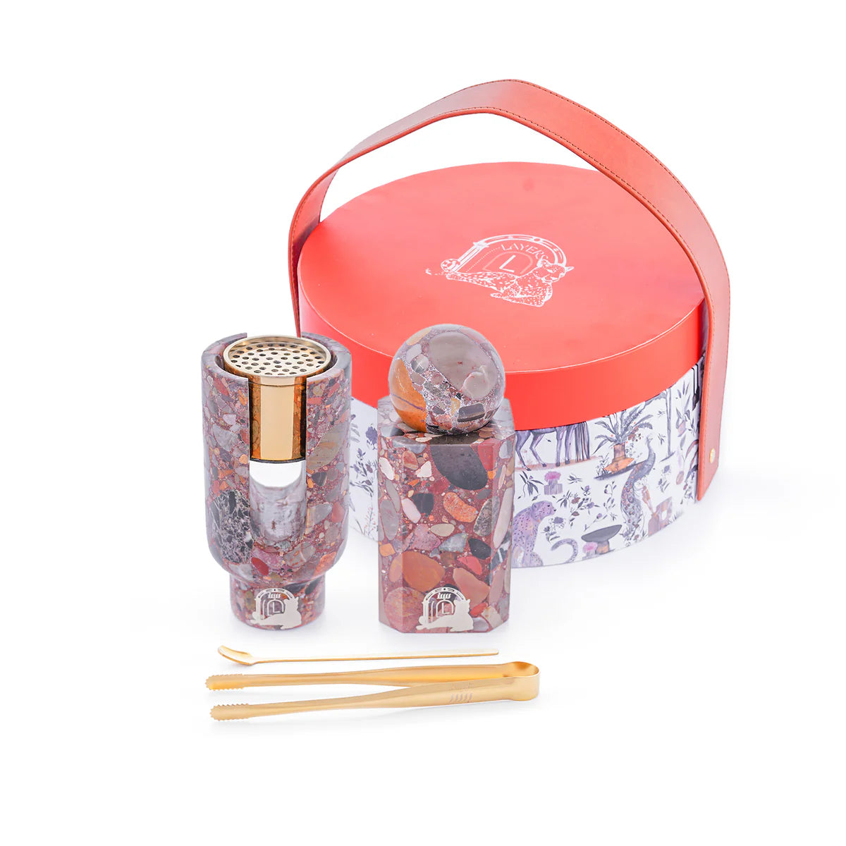 OFRA RED TERRAZZO INCENSE BURNER AND OUD STORAGE MINI