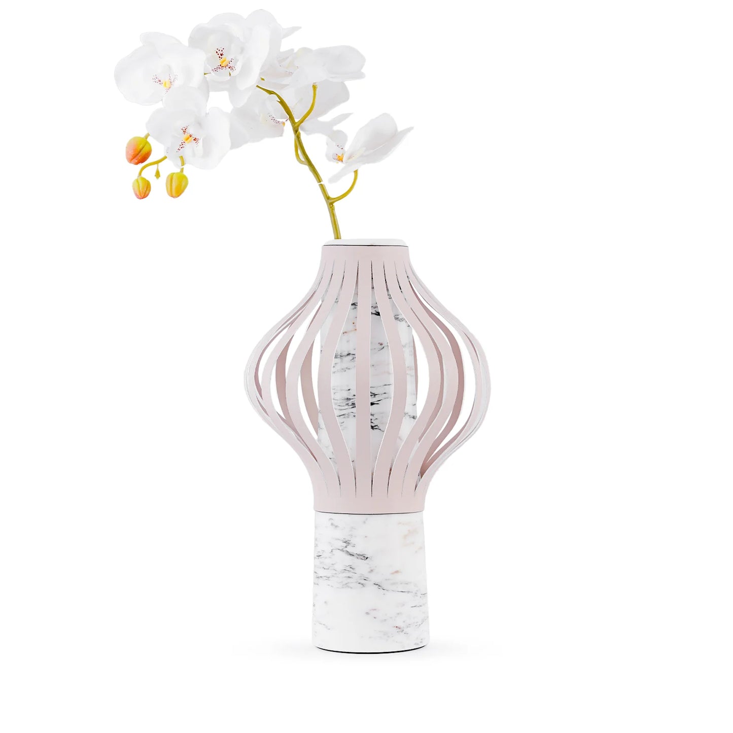 LEATHER MARBLE VASE BEIGE
