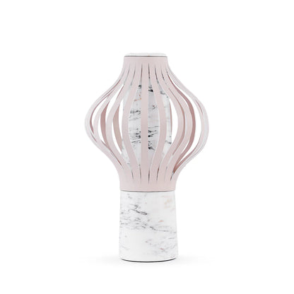 LEATHER MARBLE VASE BEIGE