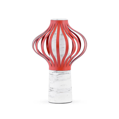 LEATHER MARBLE VASE RED