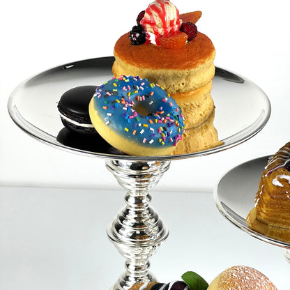 PASTRY STAND SET/3 SILVER