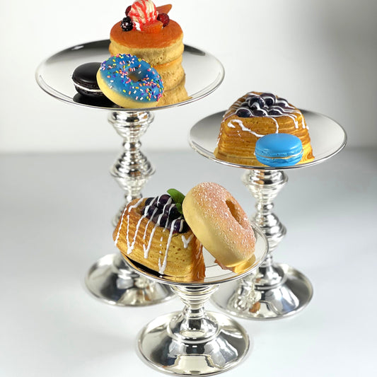 PASTRY STAND SET/3 SILVER