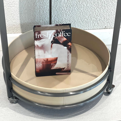 BEIGE LEATHER TROLLEY