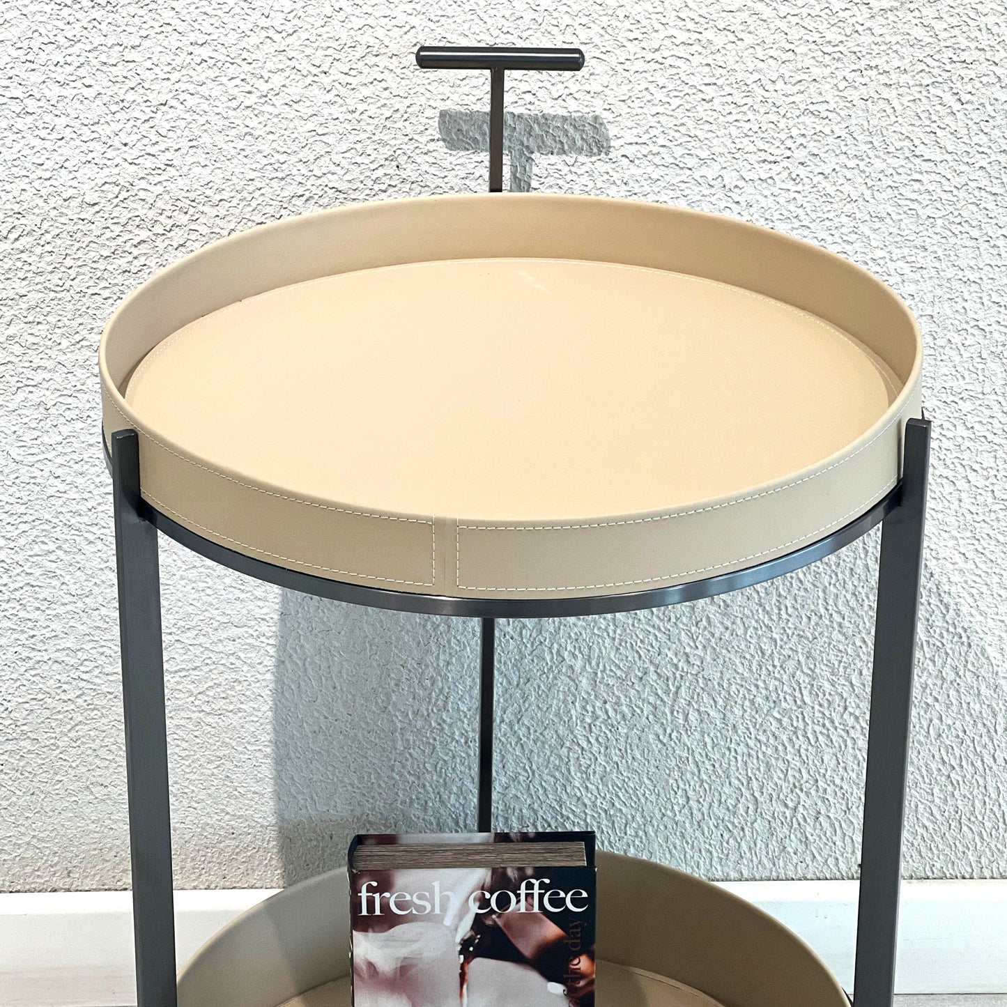 BEIGE LEATHER TROLLEY