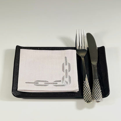 CHAIN GREY-MOONLIGHT LINEN COCKTAIL NAPKIN